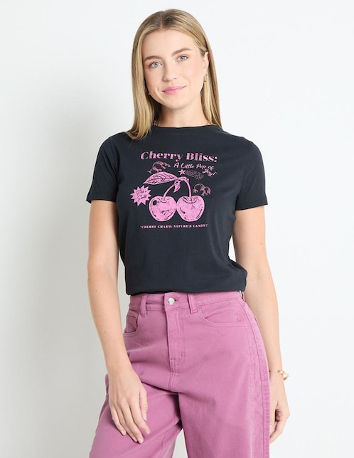 Playera manga corta cuello redondo para mujer 1