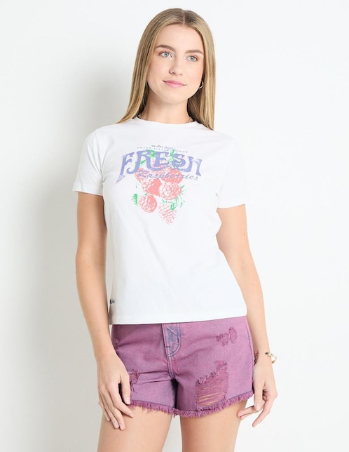 Playera manga corta cuello redondo para mujer 1
