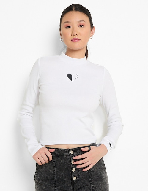 Playera manga larga Mossimo cuello simulado para mujer