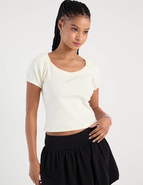 Playera manga corta cuello redondo para mujer 1
