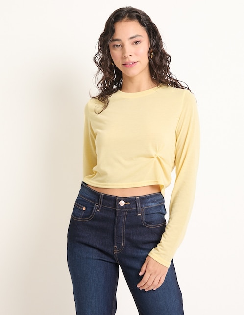 Playera manga Larga cuello redondo para mujer 1