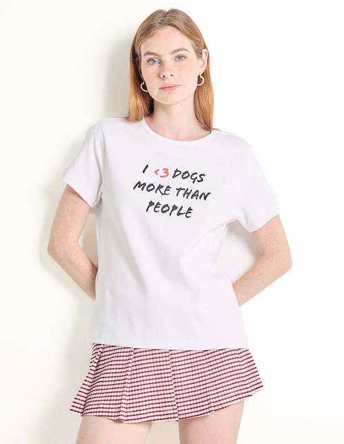 Playera manga corta cuello redondo para mujer 1