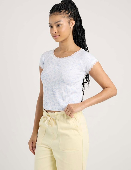 Playera manga corta cuello redondo para mujer 1