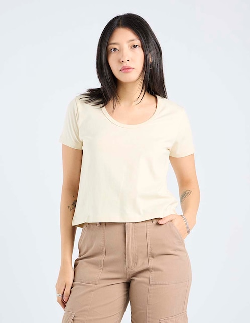 Playera manga corta cuello redondo para mujer 1