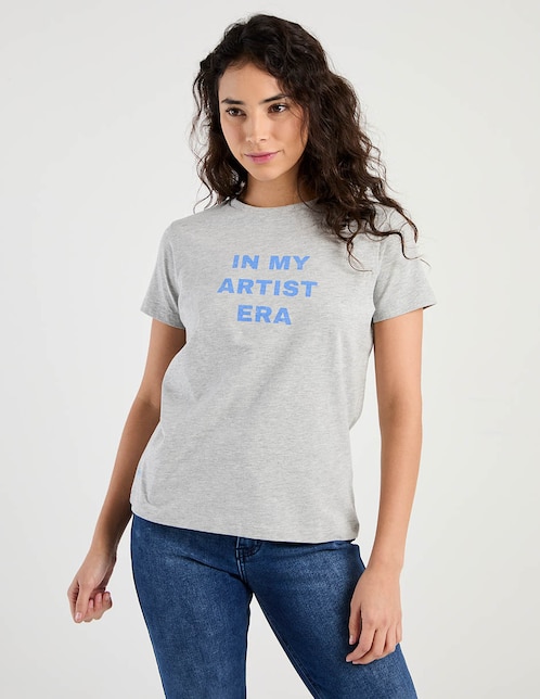 Playera manga corta Mossino cuello redondo para mujer