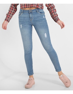 Jeans Skinny Mossimo Lavado Obscuro Corte Cintura Para Mujer