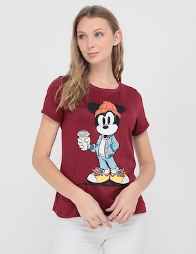 Playera manga corta Disney DTR Mickey Mouse cuello redondo para mujer