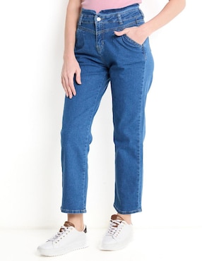 Jeans Straight Mossino Corte Cintura Para Mujer