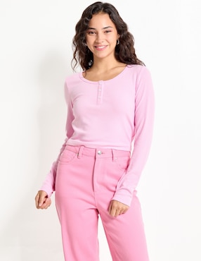 Playera manga larga Mossimo cuello redondo para mujer