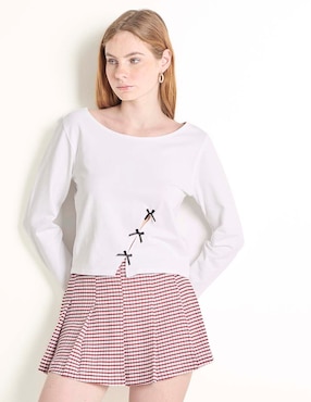 Playera manga larga Mossimo cuello ojal para mujer