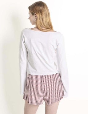 Playera manga larga Mossimo cuello ojal para mujer