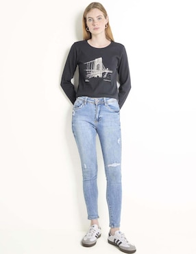 Playera manga larga Mossimo cuello redondo para mujer