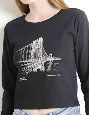 Playera manga larga Mossimo cuello redondo para mujer