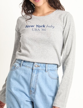 Playera manga larga Mossimo cuello redondo para mujer