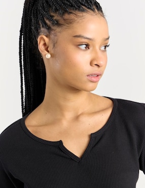 Playera manga larga Mossimo cuello V para mujer