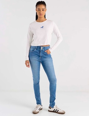 Playera manga larga mossimo cuello redondo para mujer