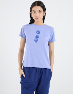 Playera manga corta cuello redondo para mujer