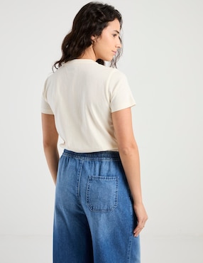 Playera manga corta Mossino cuello redondo para mujer