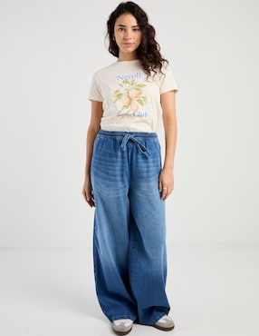 Playera manga corta Mossino cuello redondo para mujer