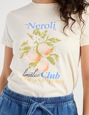 Playera manga corta Mossino cuello redondo para mujer