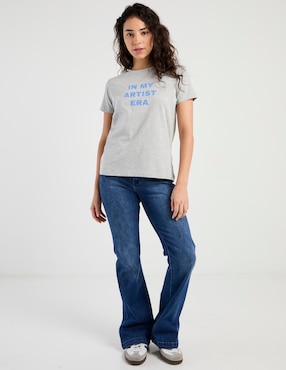 Playera manga corta Mossino cuello redondo para mujer