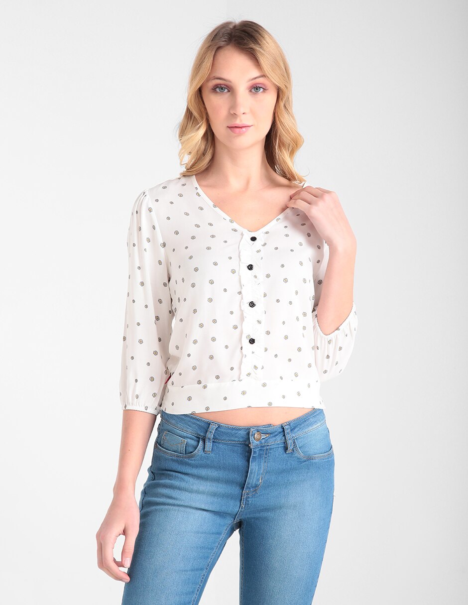 Blusa Mossimo manga 3/4 estampado floral en SB
