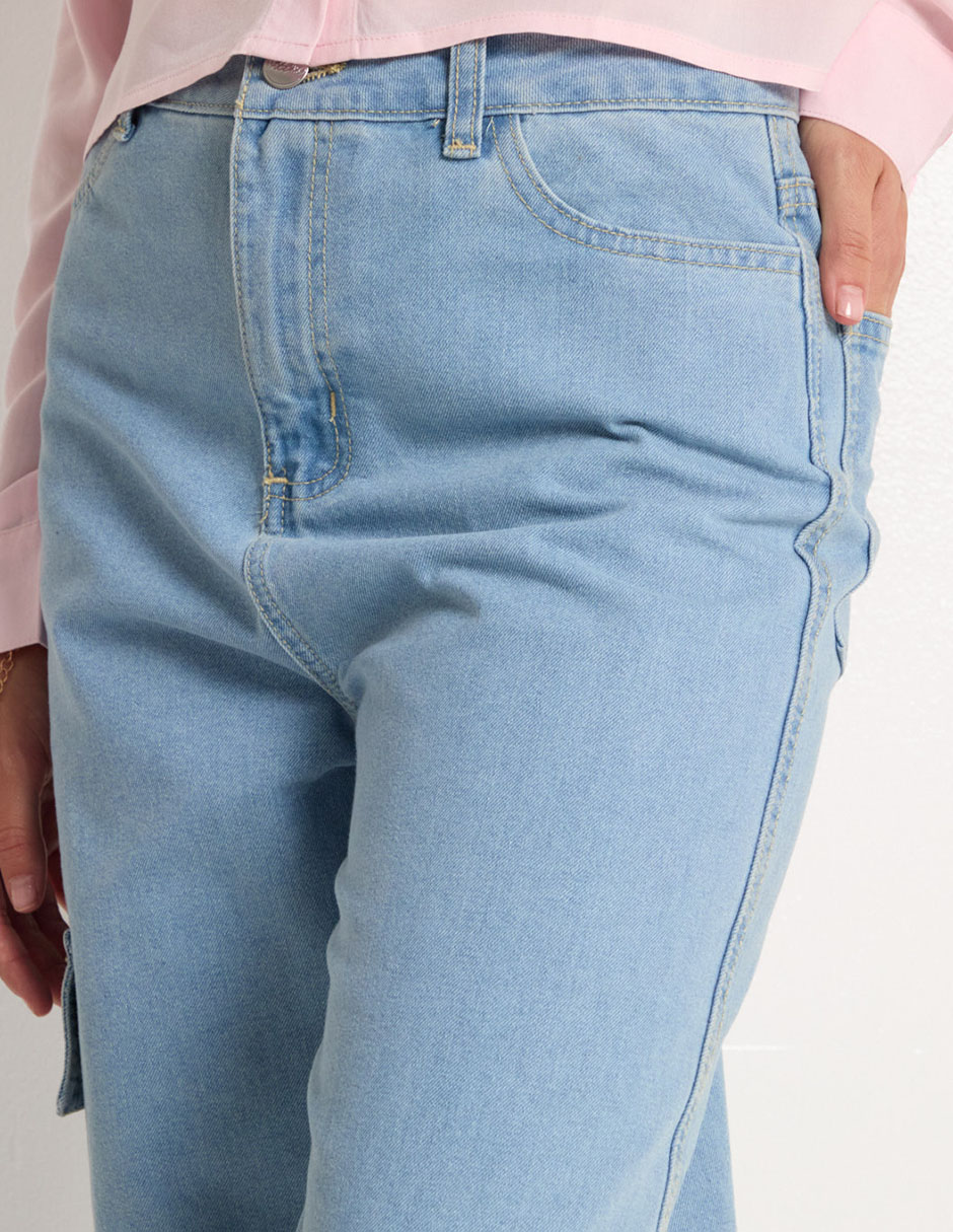 Jeans relaxed amplio corte cintura para mujer 4