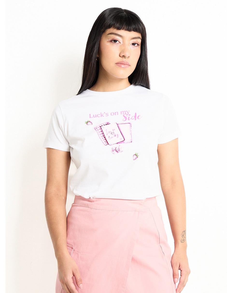 Playera manga corta cuello redondo para mujer Playera manga corta cuello redondo para mujer
