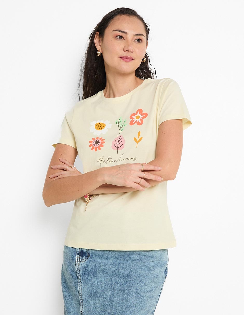Playera manga corta cuello redondo para mujer Playera manga corta cuello redondo para mujer