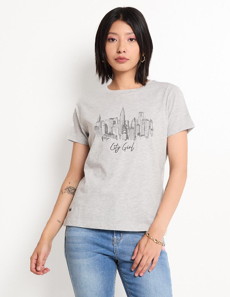 Playera manga corta cuello redondo para mujer Playera manga corta cuello redondo para mujer