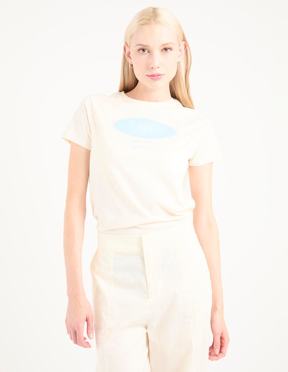 Playera manga corta cuello redondo para mujer Playera manga corta cuello redondo para mujer