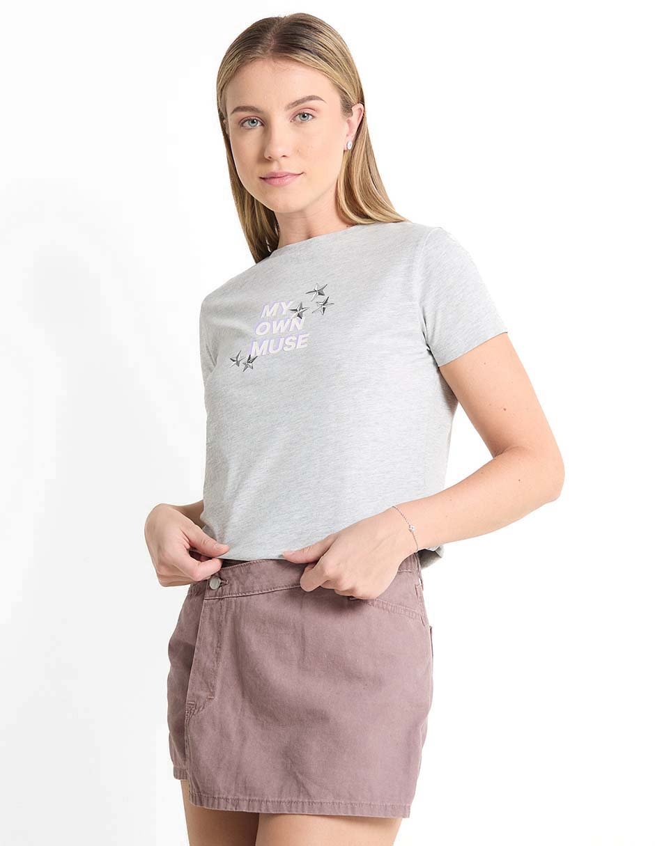 Playera manga corta cuello redondo para mujer Playera manga corta cuello redondo para mujer