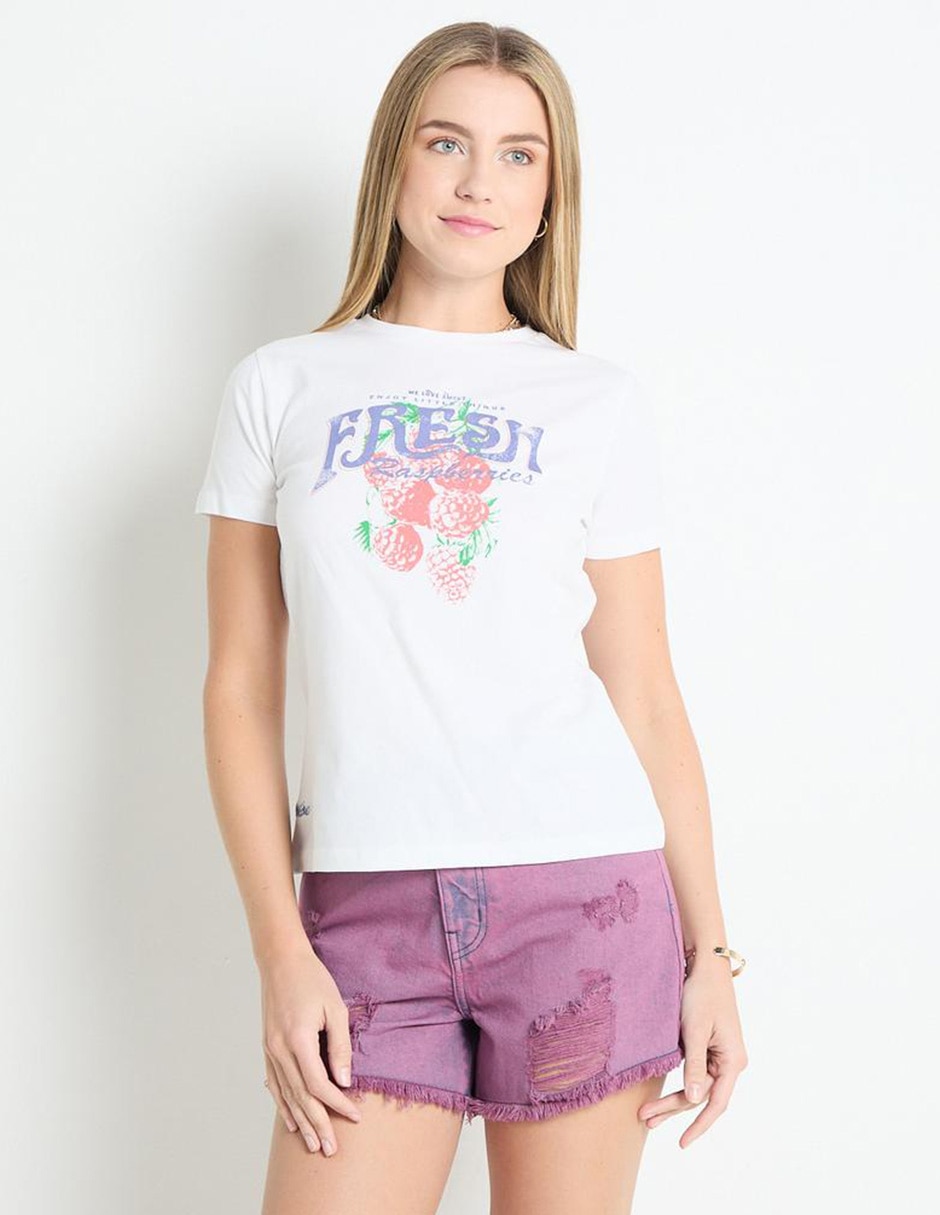 Playera manga corta cuello redondo para mujer Playera manga corta cuello redondo para mujer