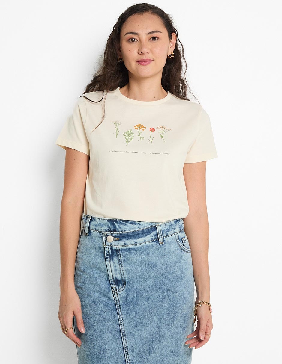 Playera manga corta cuello redondo para mujer Playera manga corta cuello redondo para mujer