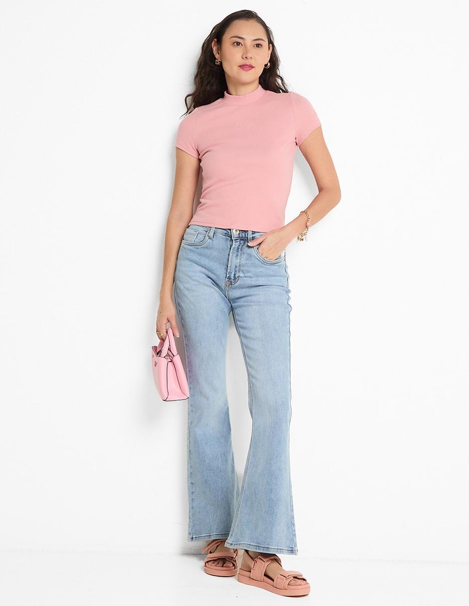 Playera manga corta cuello alto para mujer 3