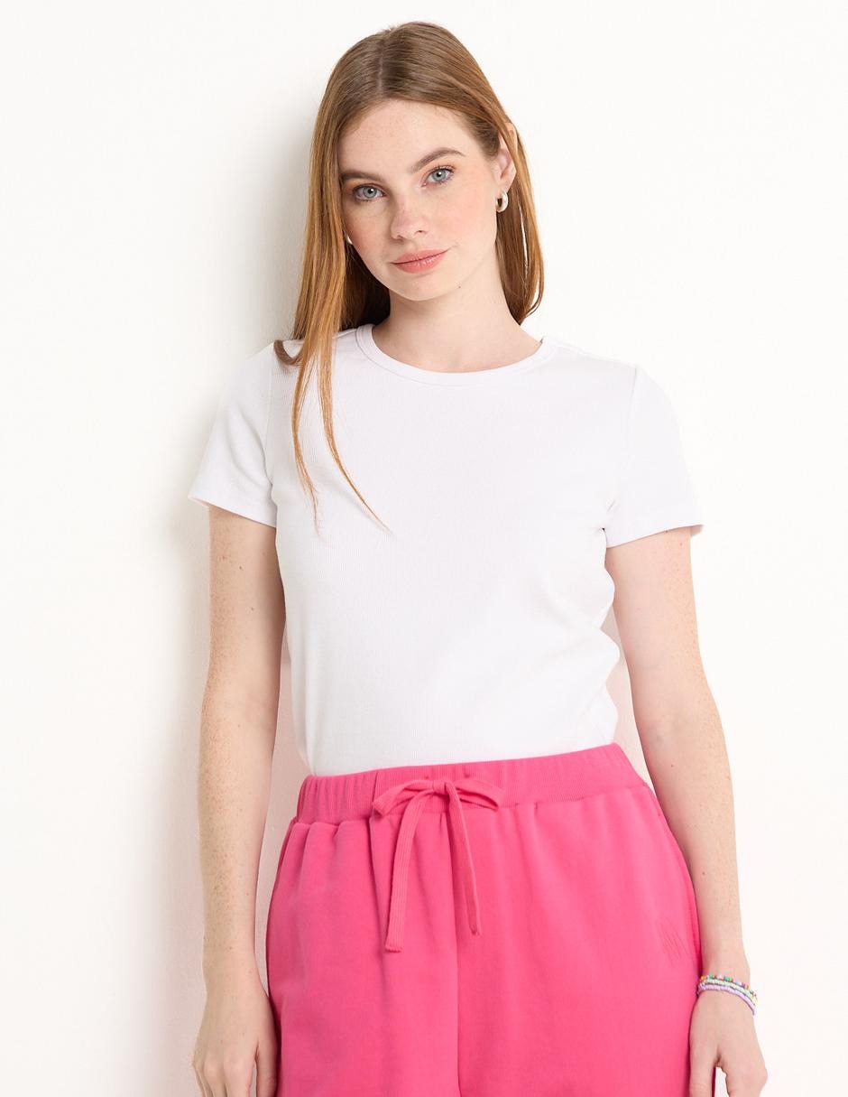 Playera manga corta cuello redondo para mujer