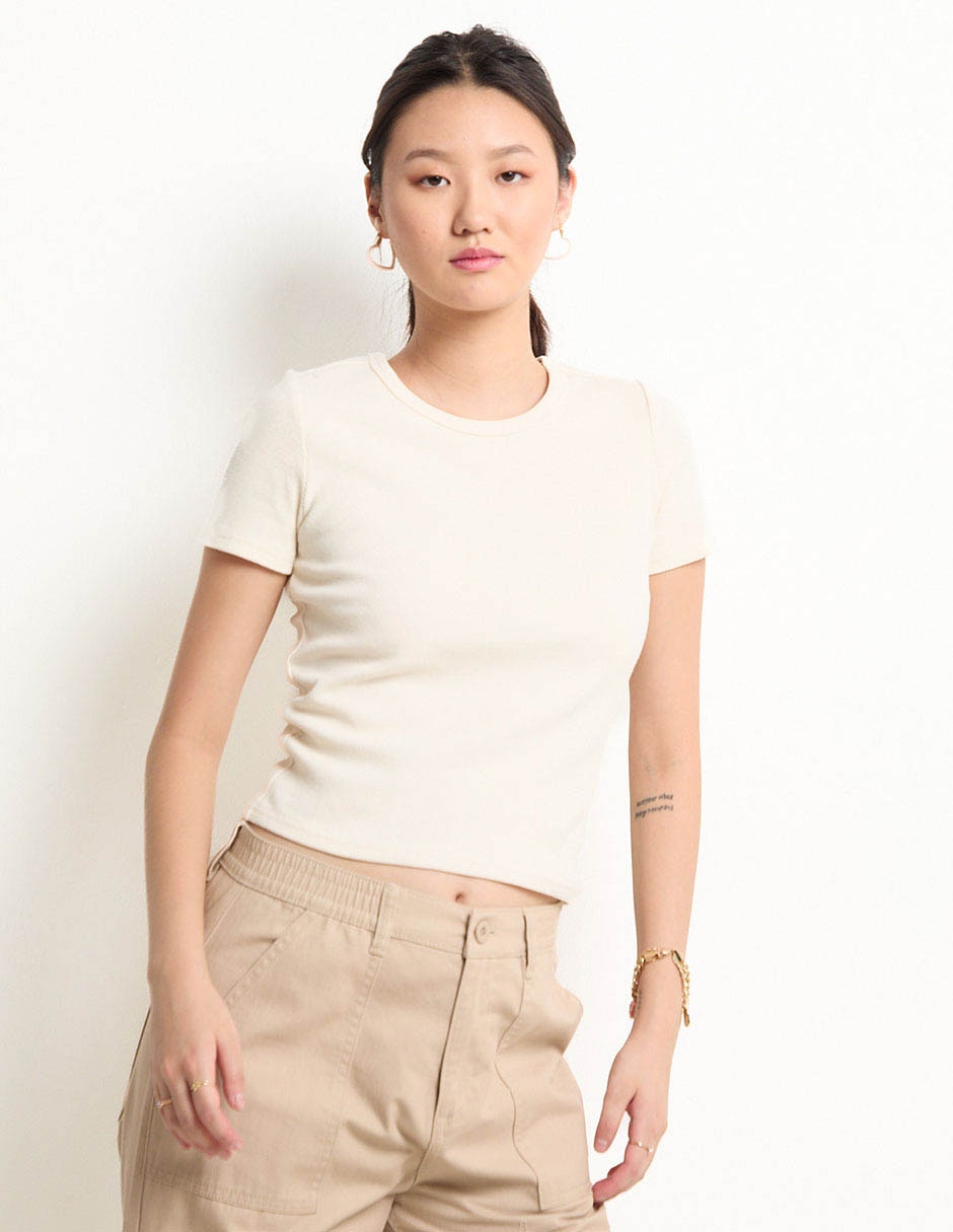 Playera manga corta cuello redondo para mujer