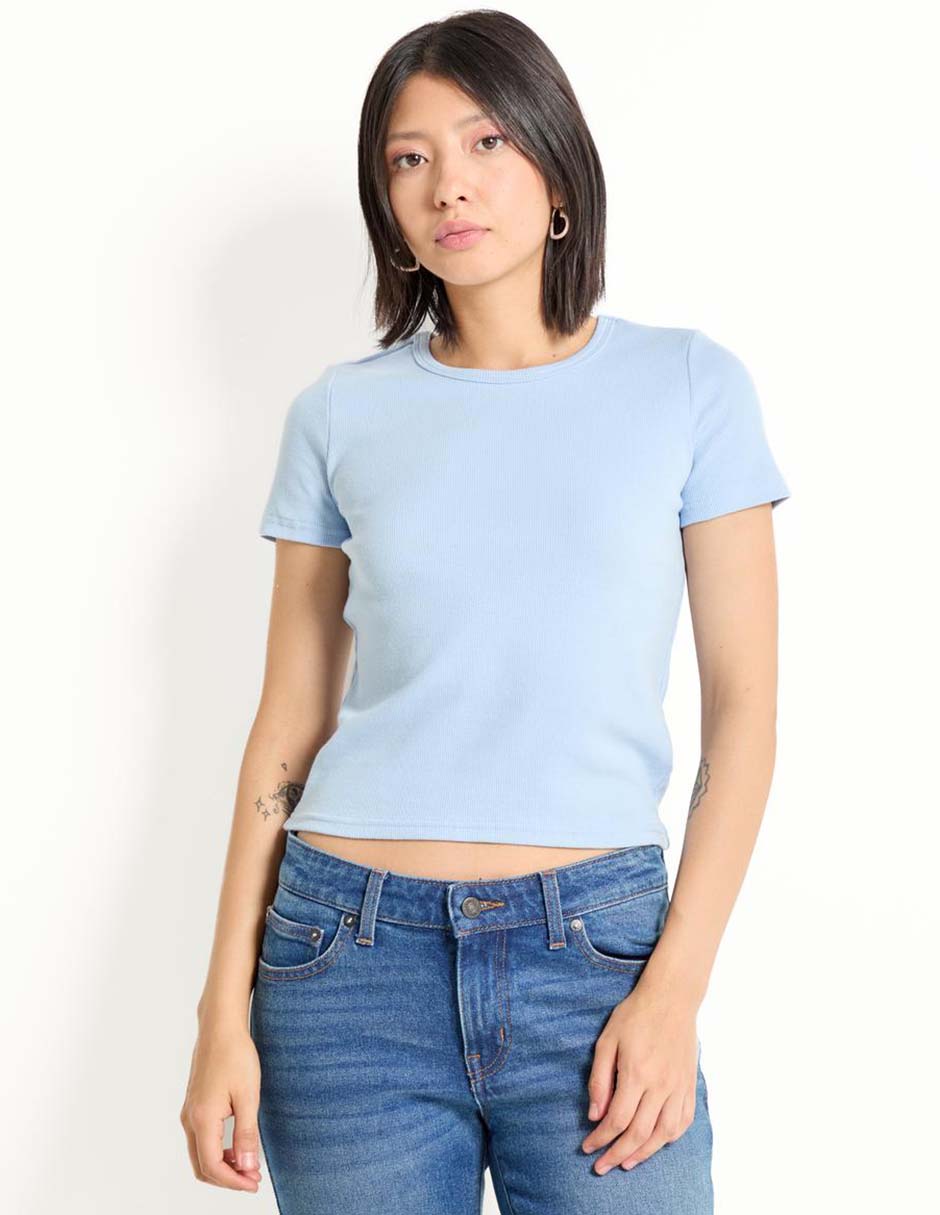 Playera manga corta cuello redondo para mujer Playera manga corta cuello redondo para mujer