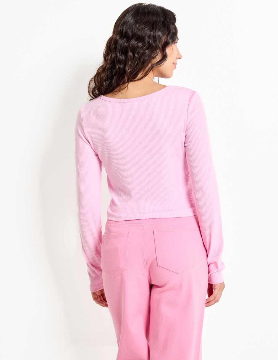 Playera manga larga cuello redondo para mujer 2