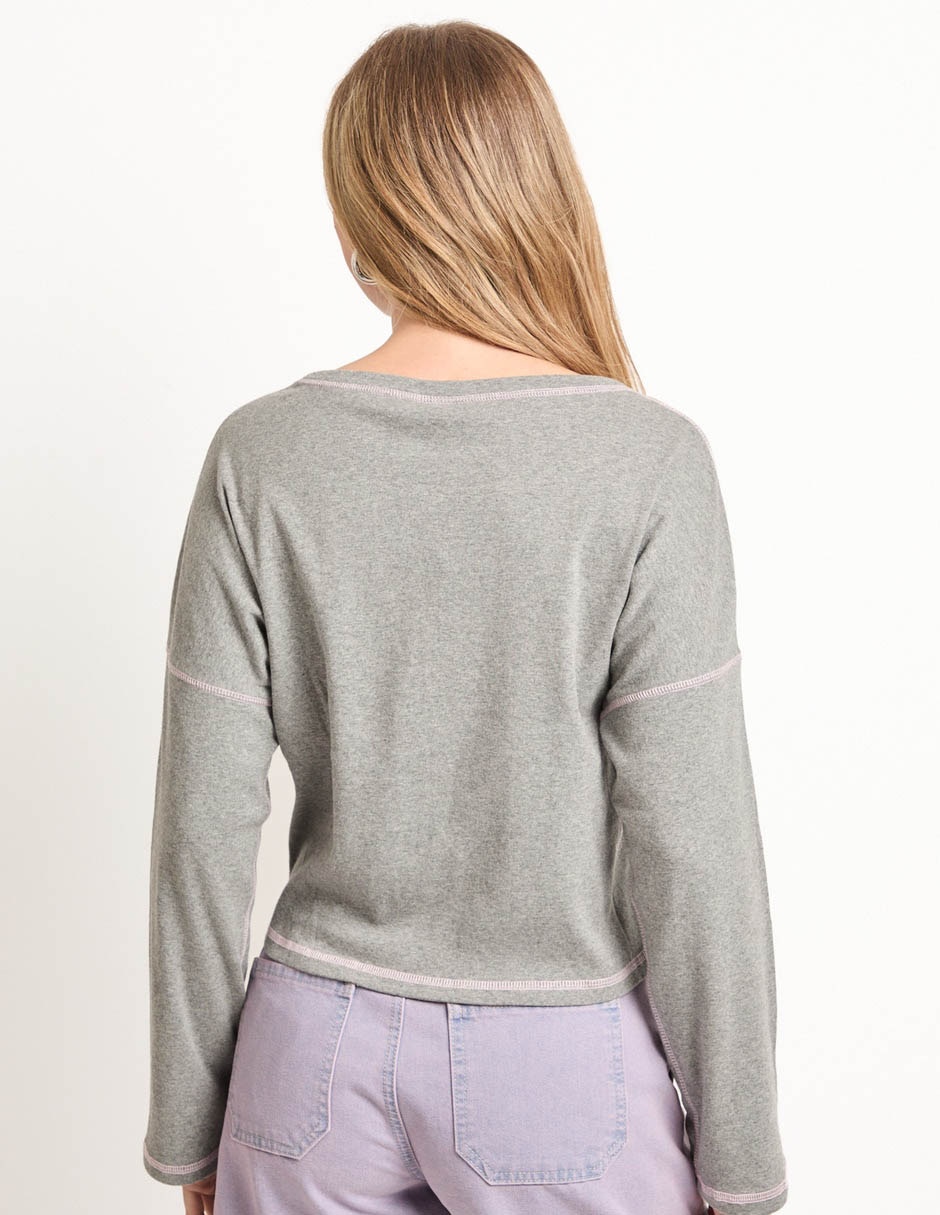 Playera manga larga cuello redondo para mujer 2