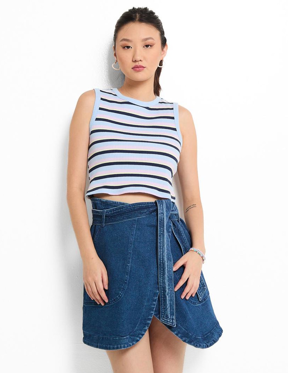 Top cuello redondo