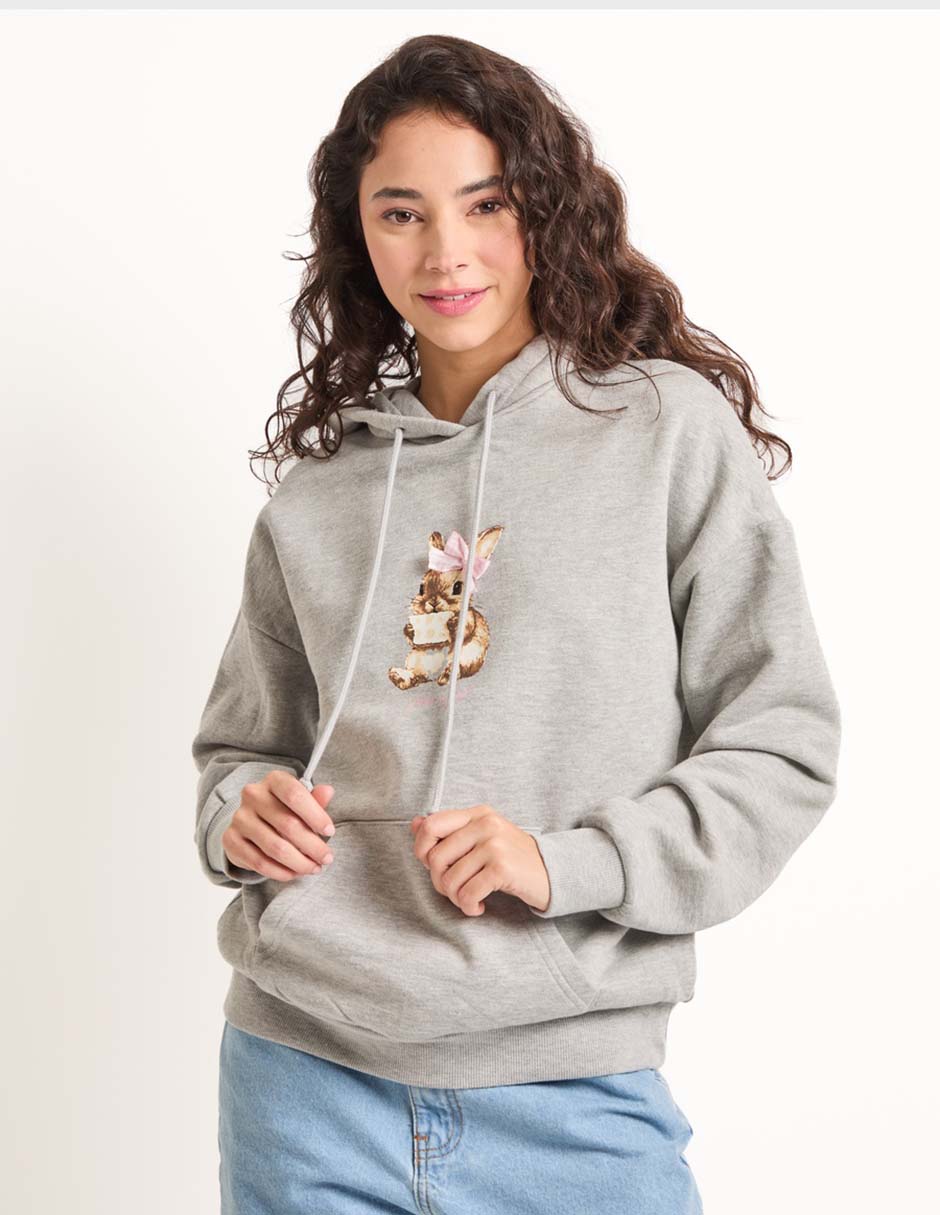 Sudadera con capucha y bolsa para mujer