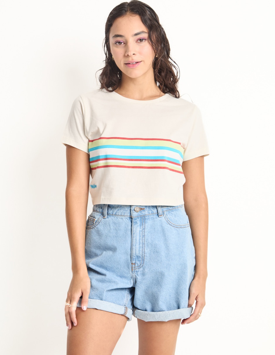 Playera manga corta cuello redondo para mujer Playera manga corta cuello redondo para mujer