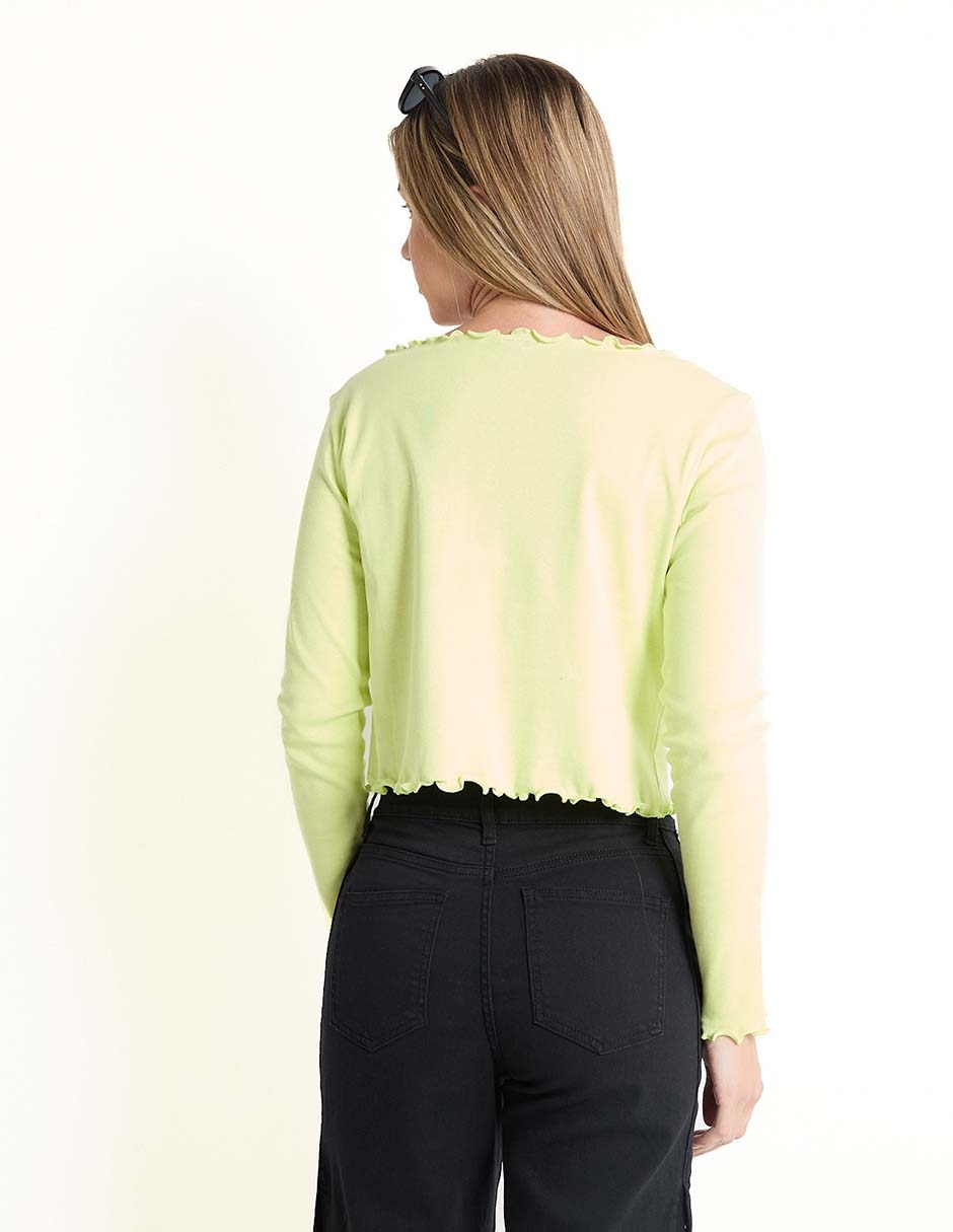 Playera manga larga cuello redondo para mujer 2