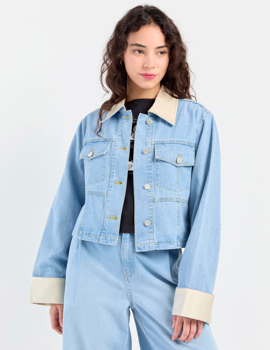 Chamarra denim de algodón para mujer Chamarra denim de algodón para mujer