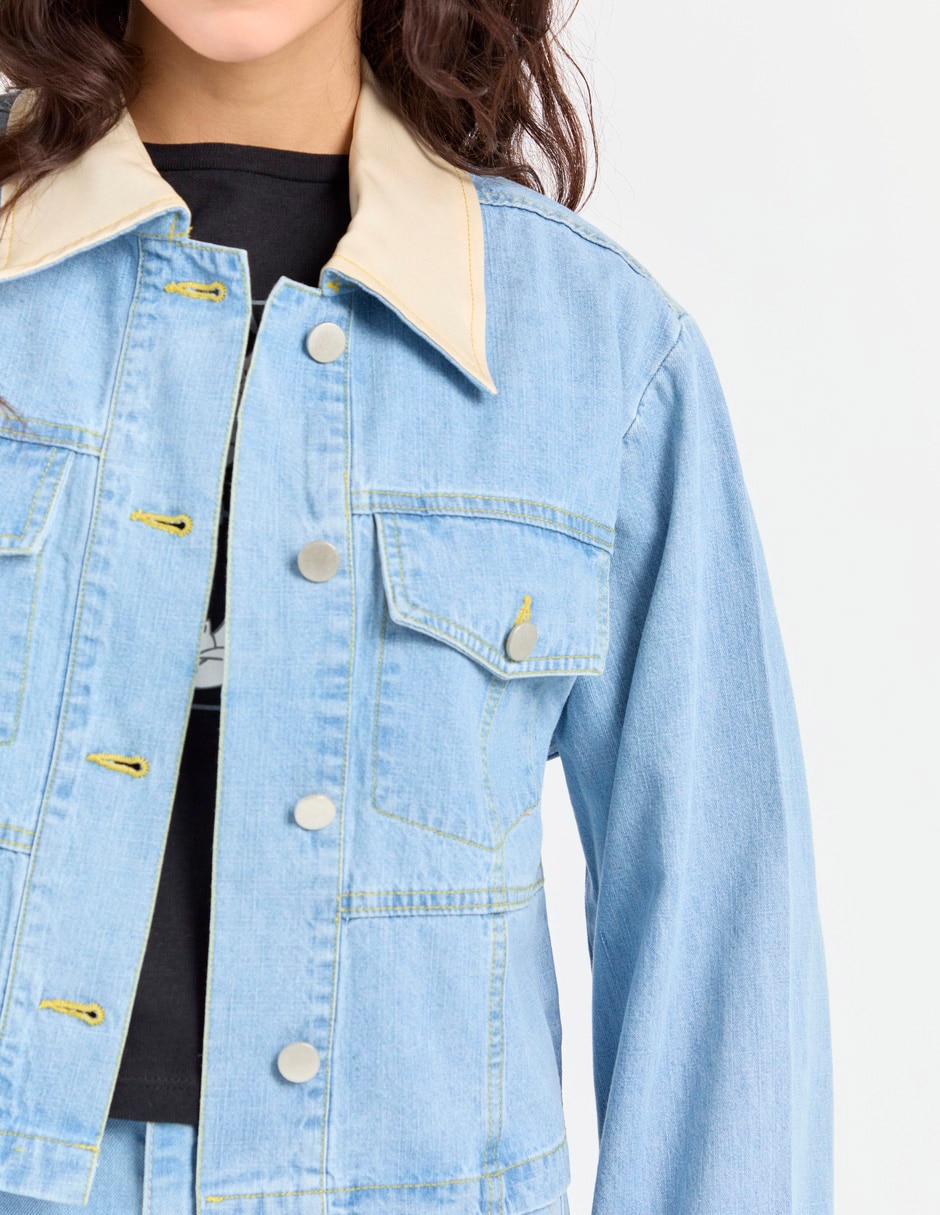 Chamarra denim de algodón para mujer 4