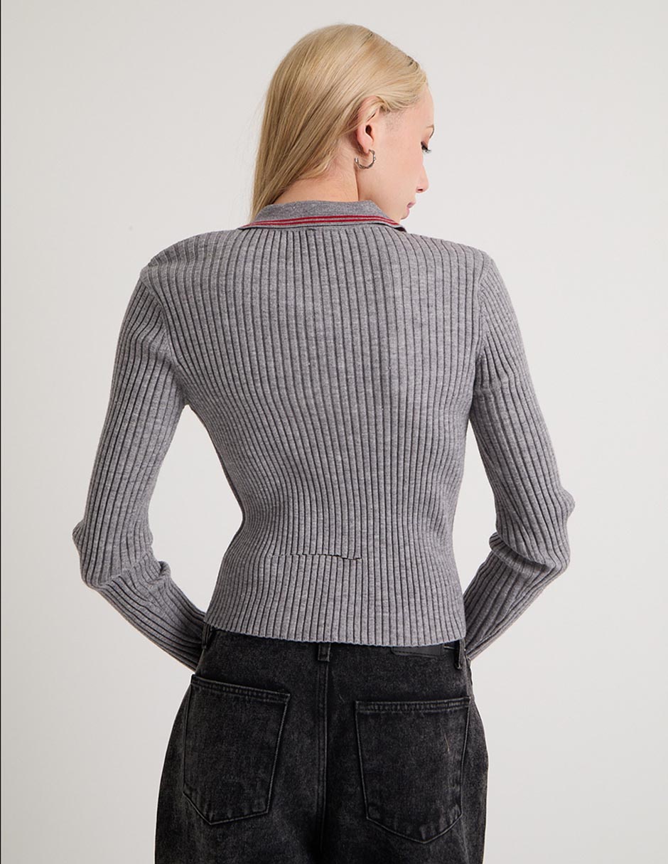 Suéter cuello camisero para mujer 2