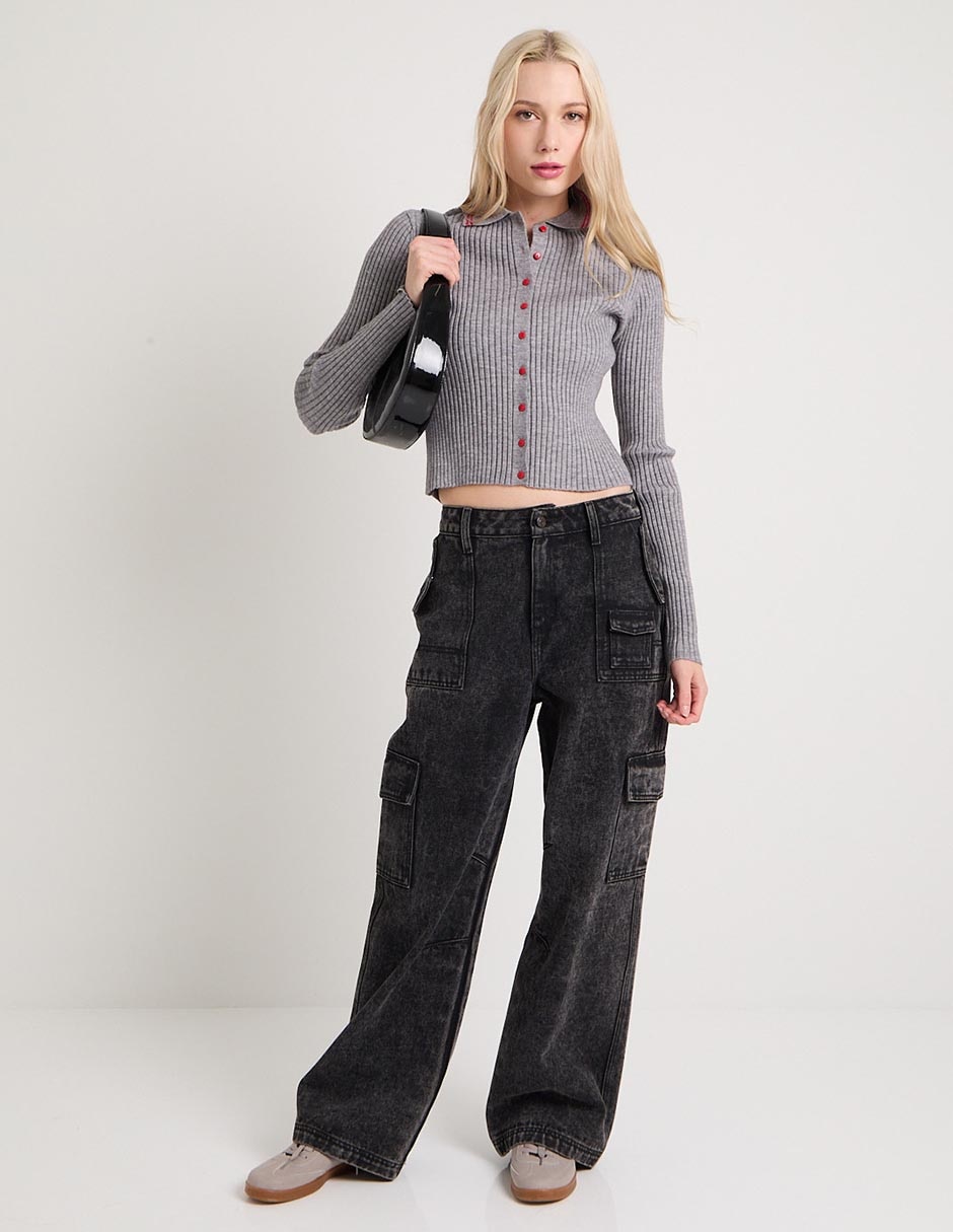 Suéter cuello camisero para mujer 3
