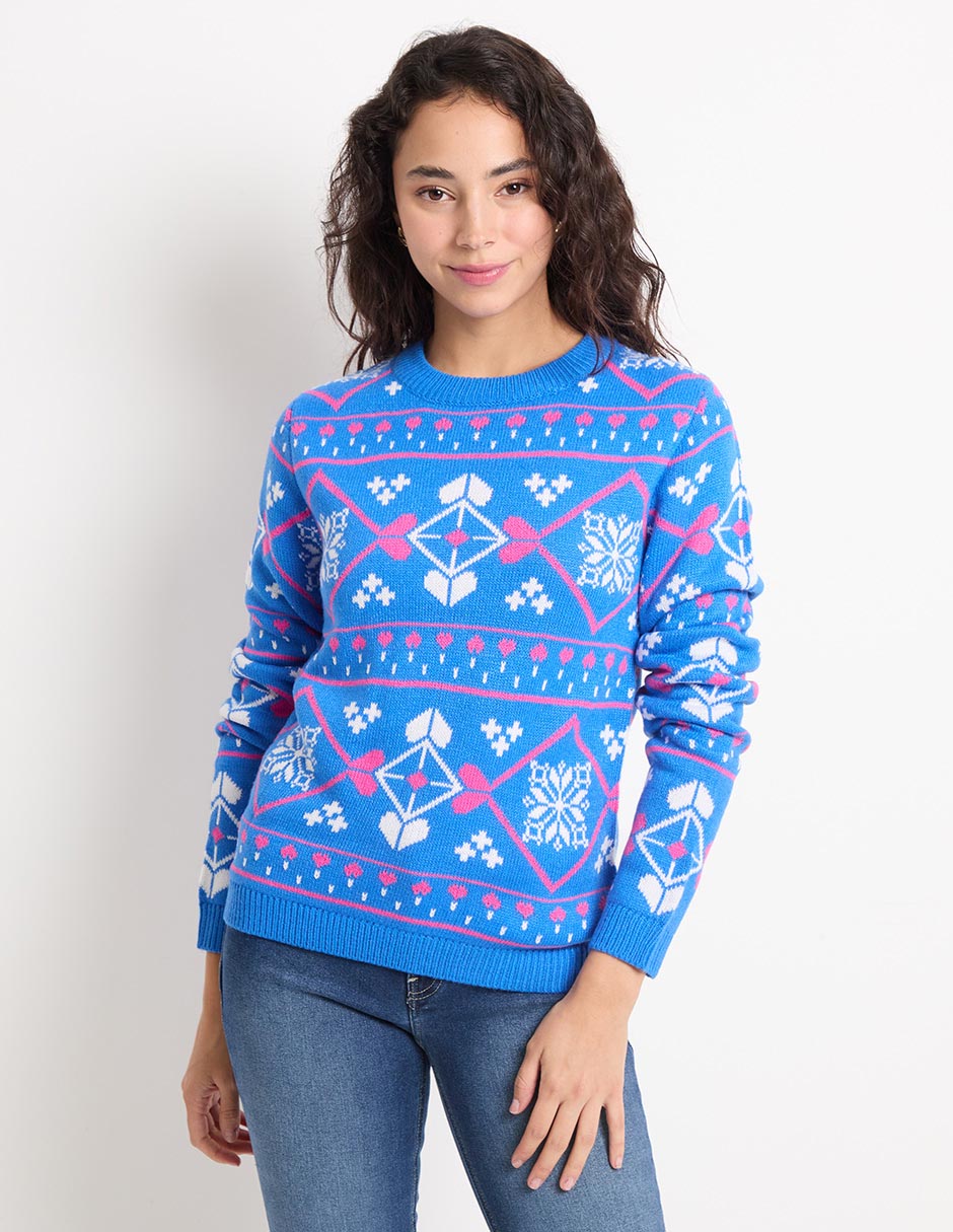 sueter navideño azul