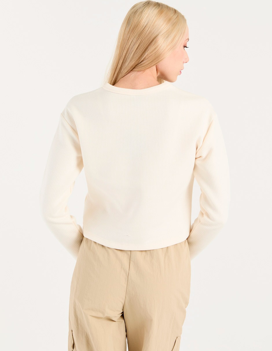 Playera manga larga cuello redondo para mujer 2